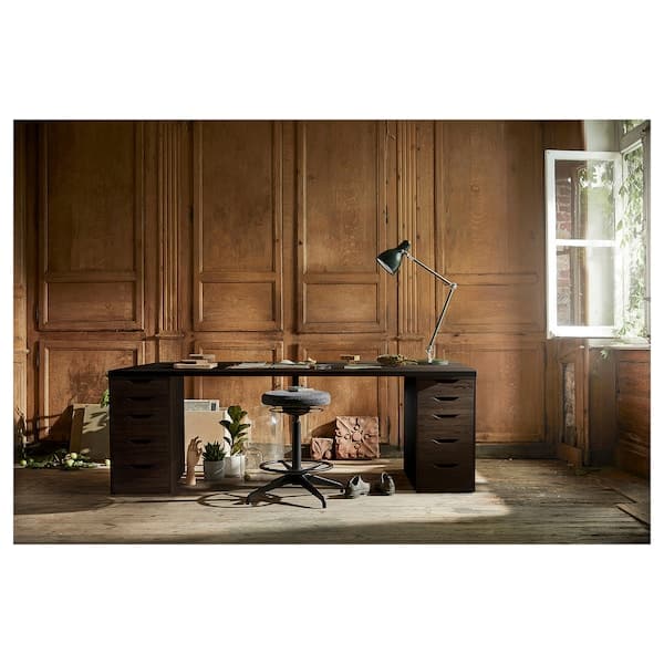 LAGKAPTEN / ALEX Desk - black-brown/black 200x60 cm , 200x60 cm - best price from Maltashopper.com 69417690