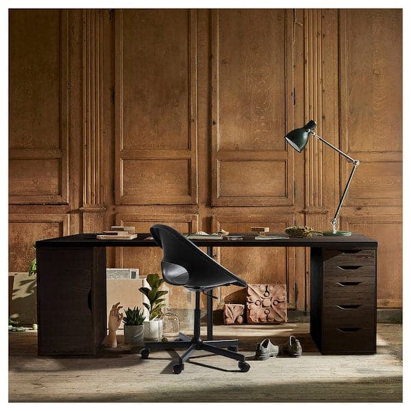 LAGKAPTEN / ALEX - Desk, brown/black, , 200x60 cm