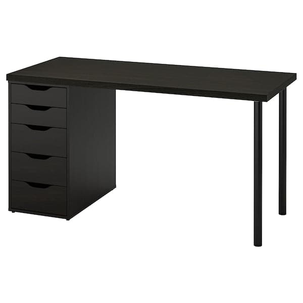 LAGKAPTEN / ALEX Desk - black-brown 140x60 cm , 140x60 cm - best price from Maltashopper.com 89432171
