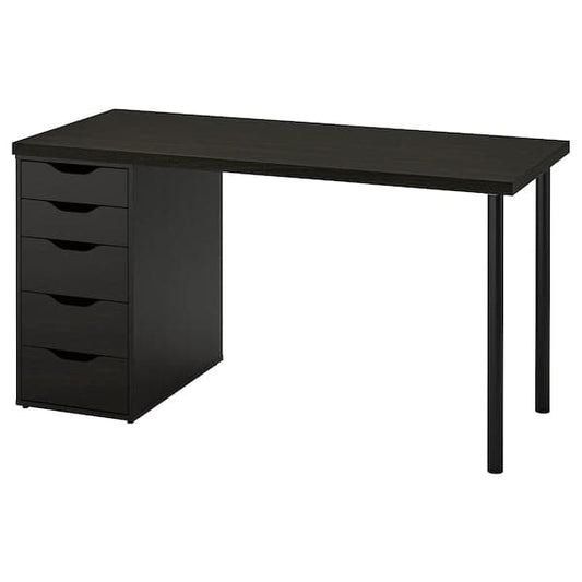 LAGKAPTEN / ALEX Desk - black-brown 140x60 cm , 140x60 cm - best price from Maltashopper.com 89432171