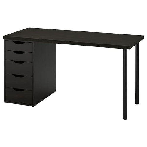 LAGKAPTEN / ALEX Desk - black-brown 140x60 cm , 140x60 cm