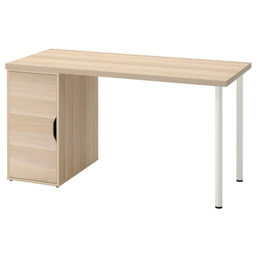 LAGKAPTEN / ALEX - Desk, white stained/oak effect white, 140x60 cm