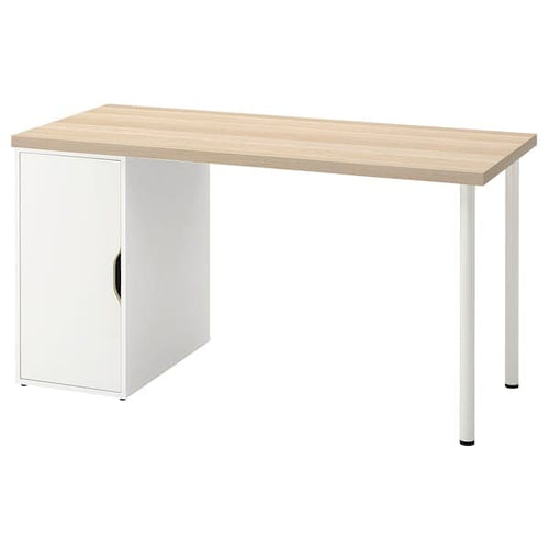 LAGKAPTEN / ALEX - Desk, white stained/oak effect white, 140x60 cm