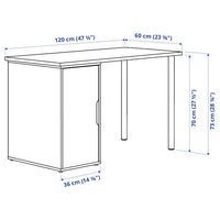 LAGKAPTEN / ALEX - Desk, white stained/oak effect white, 120x60 cm - best price from Maltashopper.com 19521439