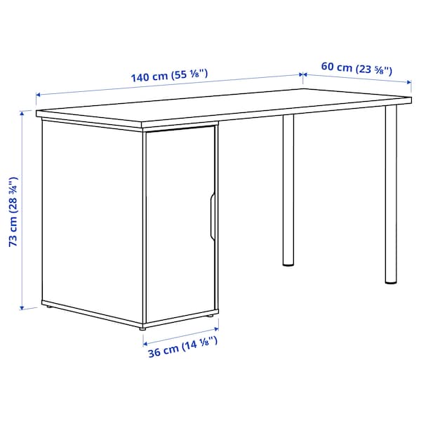 LAGKAPTEN / ALEX - Desk, white stained/oak effect white, 140x60 cm - best price from Maltashopper.com 59521611