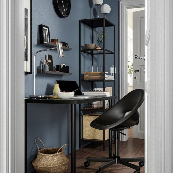LAGKAPTEN/ELDBERGET / VITTSJÖ - Desk/container element, and brown-black/dark grey swivel chair