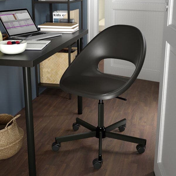 LAGKAPTEN/ELDBERGET / VITTSJÖ - Desk/container element, and brown-black/dark grey swivel chair , - best price from Maltashopper.com 99436767