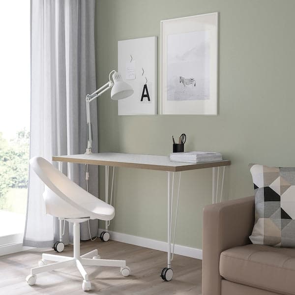 LAGKAPTEN / KRILLE - Desk, white anthracite/white, 120x60 cm - best price from Maltashopper.com 39508413