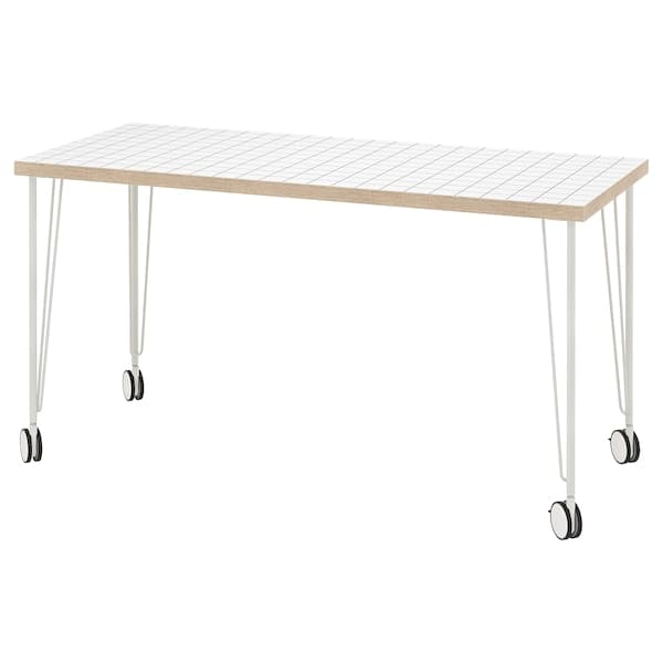 LAGKAPTEN / KRILLE - Desk, white anthracite/white, 140x60 cm - best price from Maltashopper.com 49520216