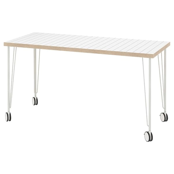 LAGKAPTEN / KRILLE - Desk, white anthracite/white, 140x60 cm