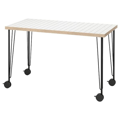 LAGKAPTEN / KRILLE - Desk, white anthracite/black, 120x60 cm
