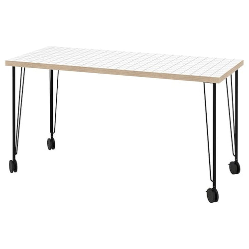 LAGKAPTEN / KRILLE - Desk, white anthracite/black, 140x60 cm