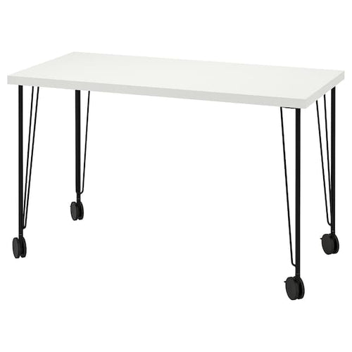 LAGKAPTEN / KRILLE - Desk, white/black, 120x60 cm