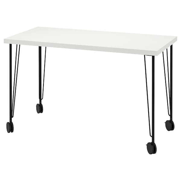 LAGKAPTEN / KRILLE - Desk, white/black, 120x60 cm