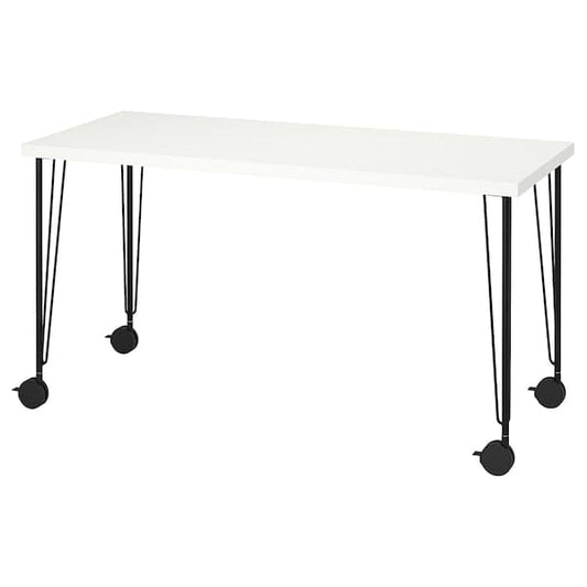 Ikea LAGKAPTEN / KRILLE - Desk, white/black, 140x60 cm