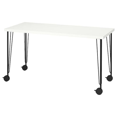 LAGKAPTEN / KRILLE - Desk, white/black, 140x60 cm