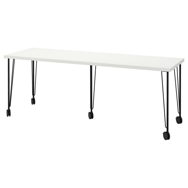 LAGKAPTEN / KRILLE - Desk, white/black, 200x60 cm - best price from Maltashopper.com 19509989