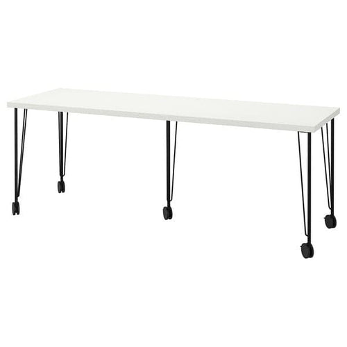 LAGKAPTEN / KRILLE - Desk, white/black, 200x60 cm