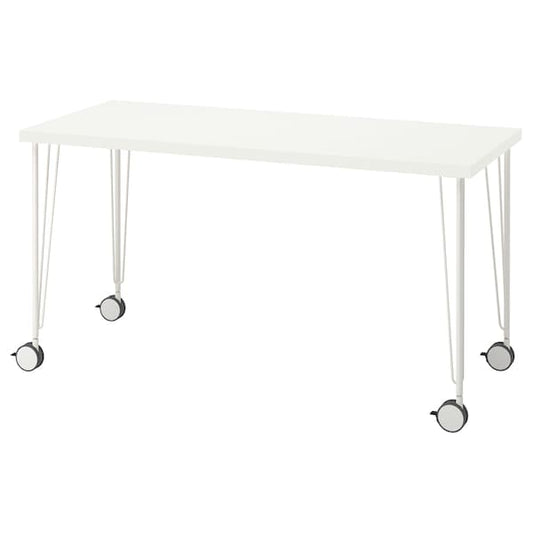 LAGKAPTEN / KRILLE - Desk, white, 140x60 cm - best price from Maltashopper.com 19417174