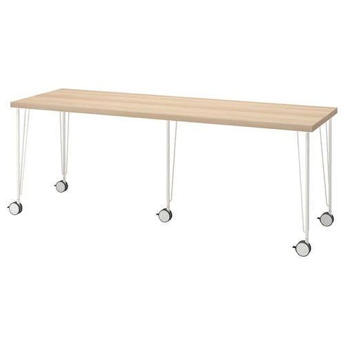 LAGKAPTEN / KRILLE - Desk, white stained oak effect/white, 200x60 cm