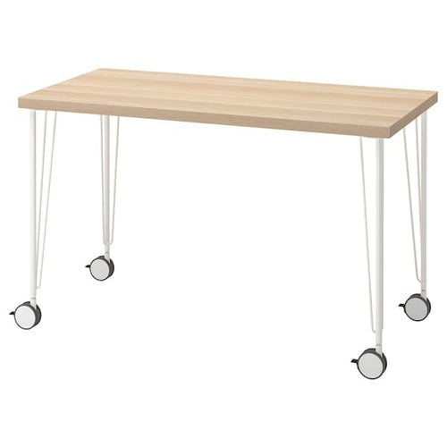 LAGKAPTEN / KRILLE - Desk, white stained oak effect/white, 120x60 cm