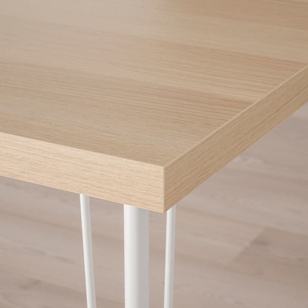 LAGKAPTEN / KRILLE - Desk, white stained oak effect/white, 120x60 cm