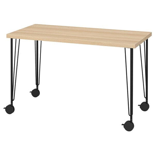 LAGKAPTEN / KRILLE - Desk, white stained oak effect/black, 120x60 cm