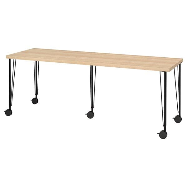 Ikea LAGKAPTEN / KRILLE - Desk, white stained oak effect black, 200x60 cm