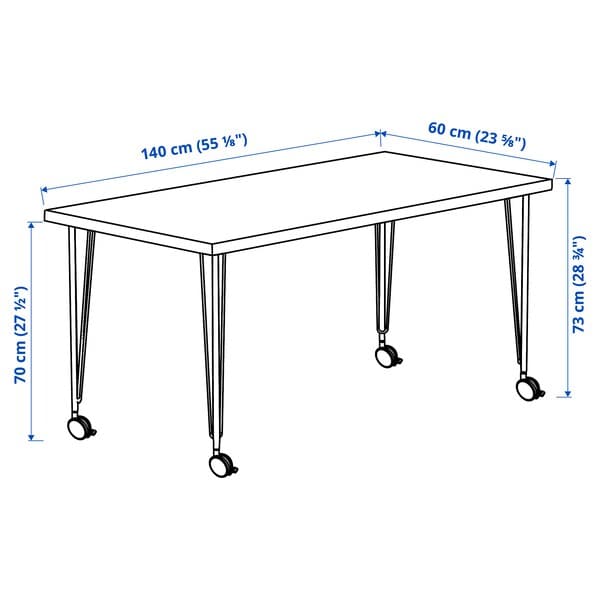 LAGKAPTEN / KRILLE - Desk, grey-turquoise/black, 140x60 cm - best price from Maltashopper.com 99523477