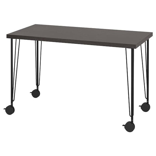 LAGKAPTEN / KRILLE - Desk, brown/black, , 120x60 cm - best price from Maltashopper.com 89509716