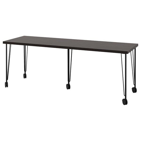 LAGKAPTEN / KRILLE - Desk, brown/black, , 200x60 cm - best price from Maltashopper.com 29509984