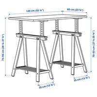 LAGKAPTEN / MITTBACK - Desk, white anthracite/birch, 140x60 cm - Premium  from Ikea - Just €149.99! Shop now at Maltashopper.com