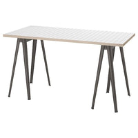 LAGKAPTEN / NÄRSPEL - Desk, white anthracite/dark grey, 140x60 cm - best price from Maltashopper.com 49508436