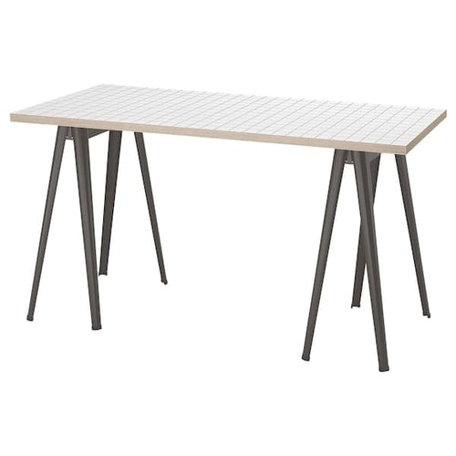 LAGKAPTEN / NÄRSPEL - Desk, white anthracite/dark grey, 140x60 cm