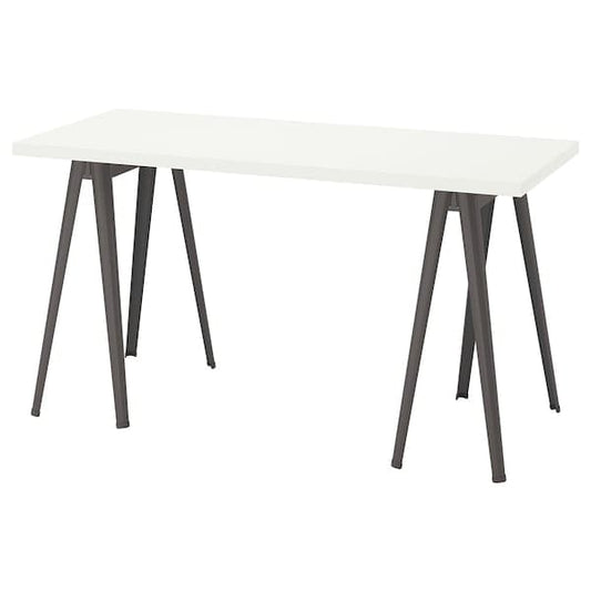 Ikea LAGKAPTEN / NÄRSPEL - Desk, white/dark grey, 140x60 cm