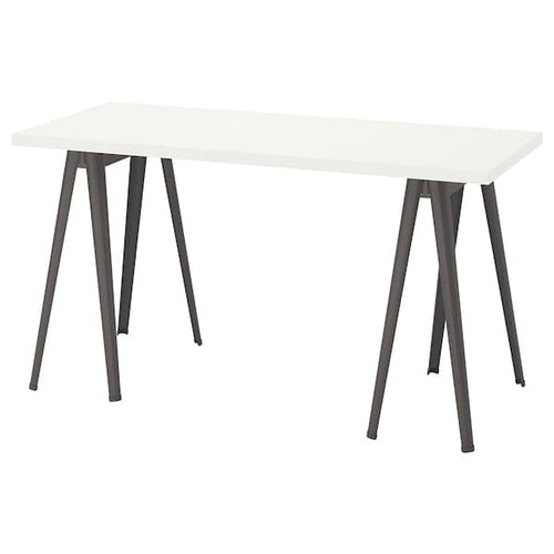 LAGKAPTEN / NÄRSPEL - Desk, white/dark grey, 140x60 cm