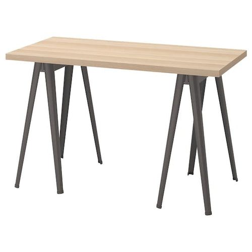 LAGKAPTEN / NÄRSPEL - Desk, white stained oak effect/dark grey, 120x60 cm