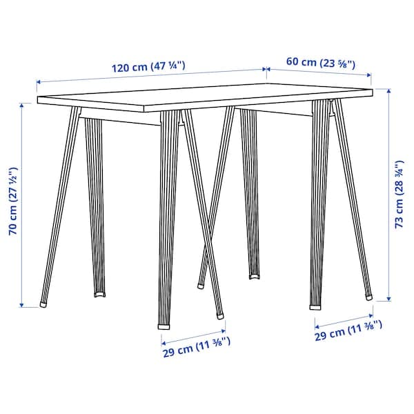 LAGKAPTEN / NÄRSPEL - Desk, white stained oak effect/dark grey, 120x60 cm - best price from Maltashopper.com 59416912