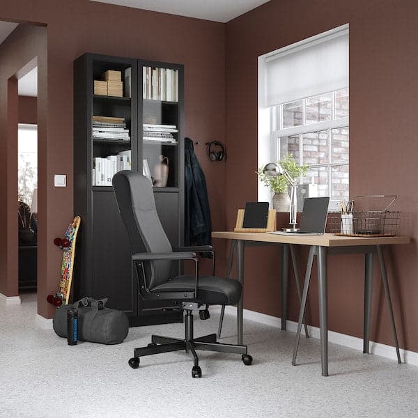 Ikea LAGKAPTEN / NÄRSPEL - Desk, white stained oak effect/dark grey, 120x60 cm