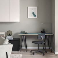 LAGKAPTEN / NÄRSPEL - Desk, grey-turquoise/dark grey, 140x60 cm - best price from Maltashopper.com 29523471