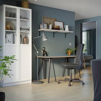 LAGKAPTEN / NÄRSPEL - Desk, grey-turquoise/dark grey, 140x60 cm - best price from Maltashopper.com 29523471