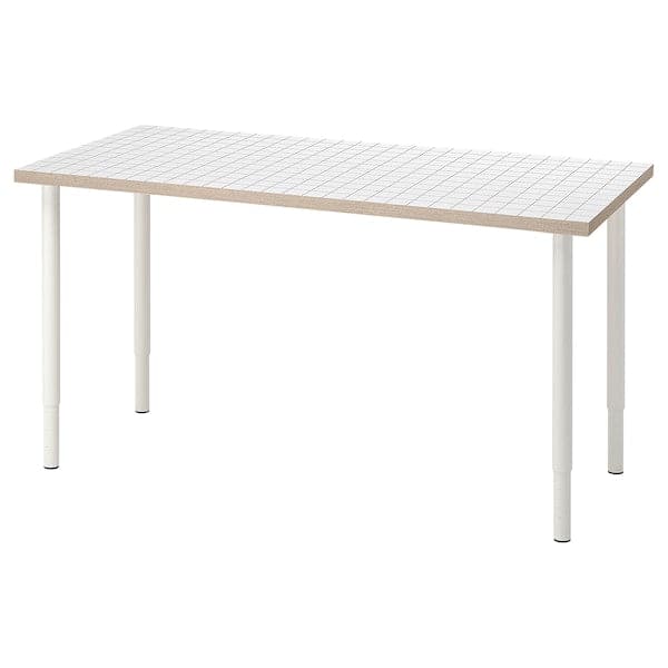 LAGKAPTEN / OLOV - Desk, white anthracite/white, 140x60 cm - best price from Maltashopper.com 99508491