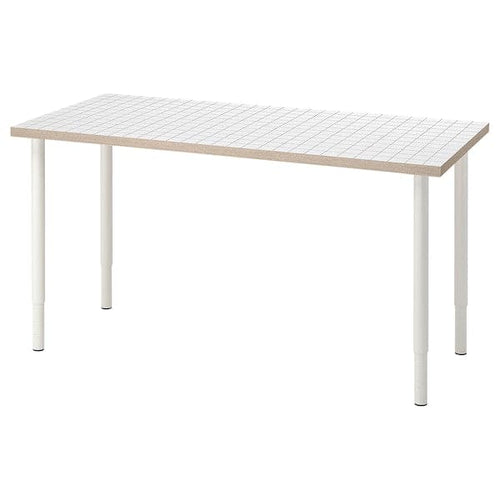 LAGKAPTEN / OLOV - Desk, white anthracite/white, 140x60 cm