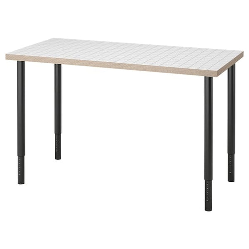 LAGKAPTEN / OLOV - Desk, white anthracite/black, 120x60 cm