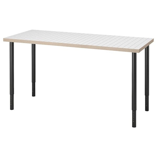 LAGKAPTEN / OLOV - Desk, white anthracite/black, 140x60 cm
