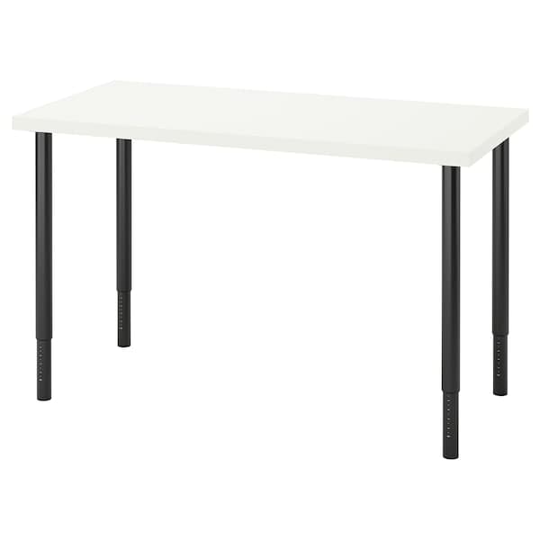 LAGKAPTEN / OLOV - Desk, white/black, 120x60 cm - best price from Maltashopper.com 19416773