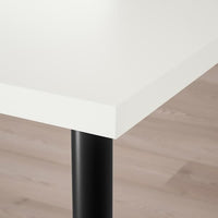 LAGKAPTEN / OLOV - Desk, white/black, 120x60 cm - best price from Maltashopper.com 19416773