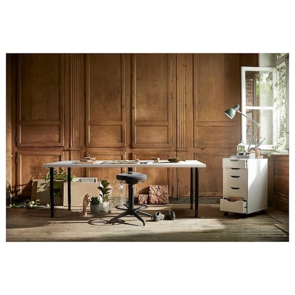 Ikea LAGKAPTEN / OLOV - Desk, white/black, 200x60 cm