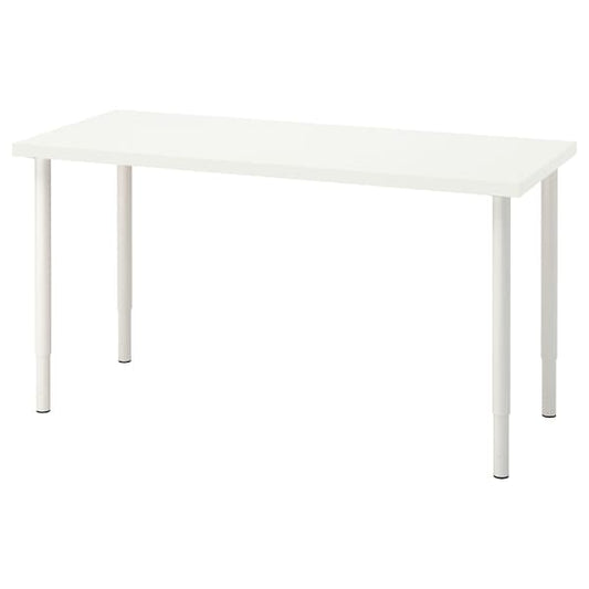 LAGKAPTEN / OLOV - Desk, white, 140x60 cm - best price from Maltashopper.com 99417170