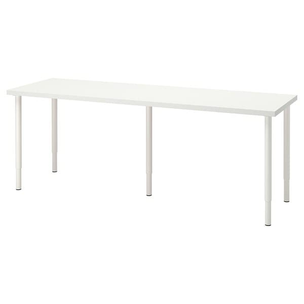 LAGKAPTEN / OLOV - Desk, white, 200x60 cm - best price from Maltashopper.com 59417582
